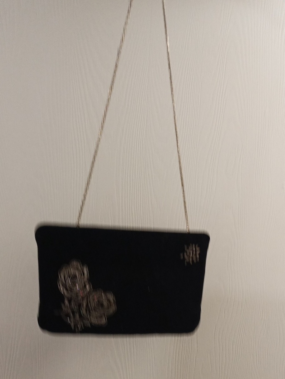 Elegant Black Evening Shoulder Bag with Floral Embellishment
